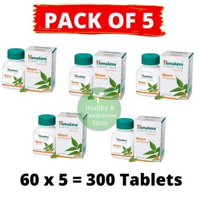Himalaya Neem Tablets Pack of 5 Box 60 Tabs Each Box | FREE SHIP | EXP 2028