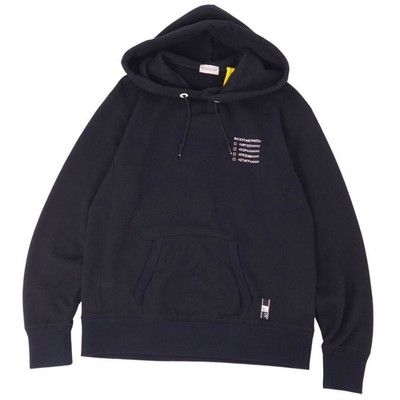 Moncler GENIUS Sweat Hoodie Fragrant Pullover Logo Mens M Black Used MOLO-0