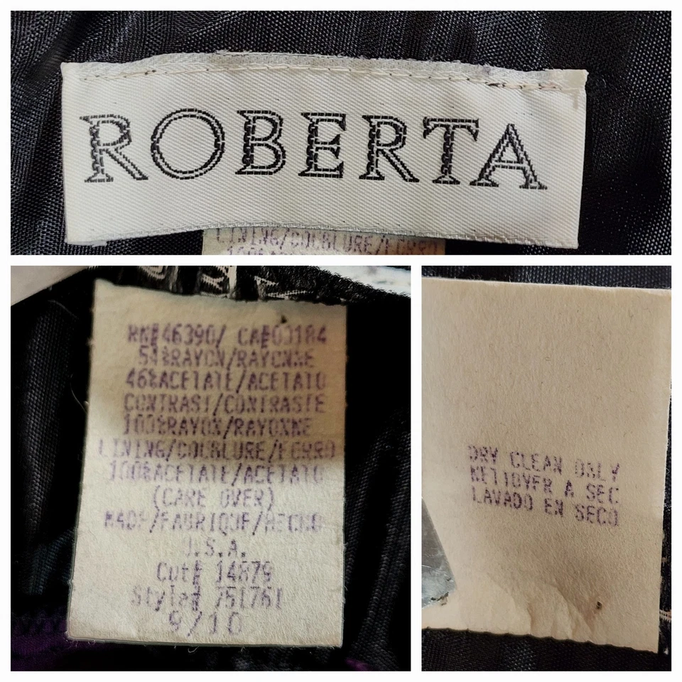 Vtg Roberta Velvet Satin Maxi Dress sz 4 (9/10) Womens Black Purple Whimsigoth - Image 2 of 4