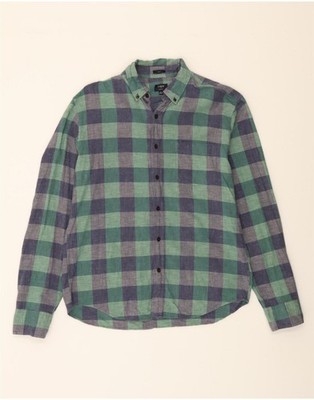 J. CREW Herren Slim Hemd Large grün kariert Baumwolle BY10
