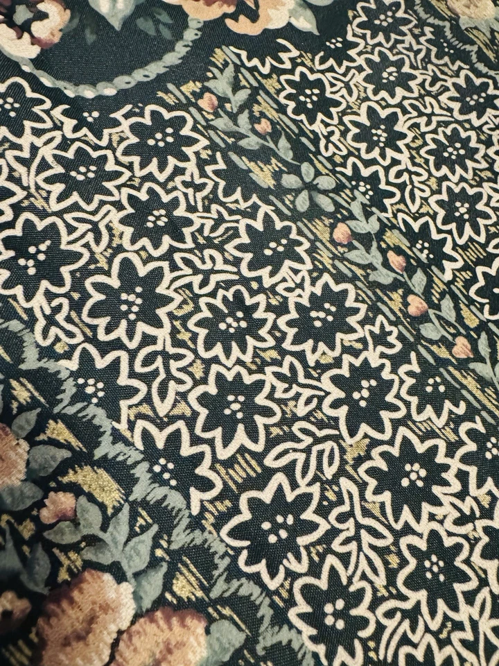 美丽复古 Ex-Cell 淋浴帘和帷幔套装花卉绿色玫瑰 — 第 4/4 张图片