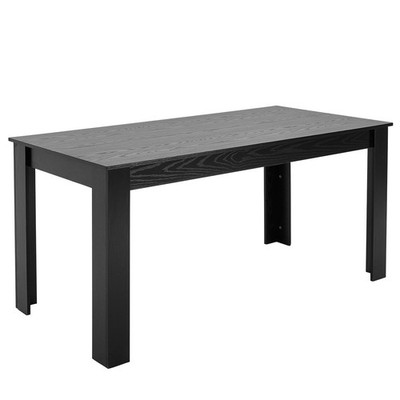 63in 330lb Rectangle Wood Dining Table, Modern Black Finish, Adjustable Height