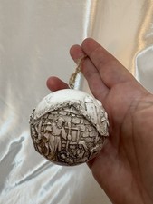 Nativity Christmas Ornament Sculpted Ball Jesus Mary Joseph Manger Bethlehem