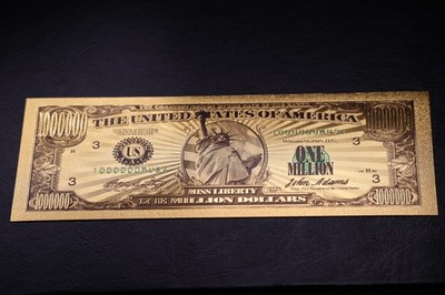 24K GOLD Plated Foil $1 Million Dollar Bill Collectible Novelty Gift - 50 Pack