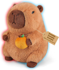 Coolable Microwavable Capybara with Orange Stuffed Animal, Weighted Stuffed An