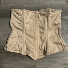 CURVATION 3XL WAIST CINCHER, BEIGE, SIX BONES, 15 HOOKS/EYES, EMBROIDERED DESIGN