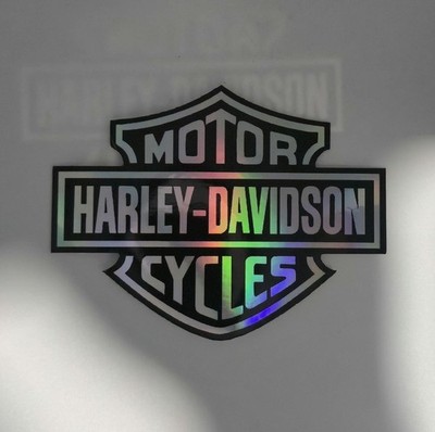 Generic Motorcycle Bar And Shield Decal 4in, Holographic Chrome, Bumper Sticker