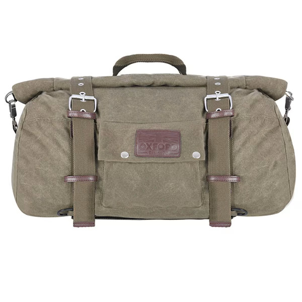 Oxford Heritage Waxed Cotton Motorcycle Motorbike Roll Bag 30 Litre Khaki