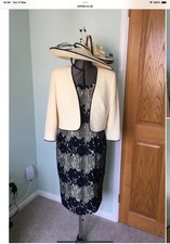 Condici Stunning Navy/lemon Size 12 Mother Of Bride/groomDress/jacket/ hatinator