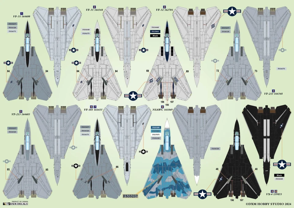 DXM decal 1/72 USN F-14 Tomcat VF-31 / VF-32 / VF-103 / VF-213 / VX-4 / NSAWC - Image 3 of 4