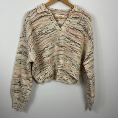 L Space Layla Solstice Space Dye Collared V Neck Sweater M