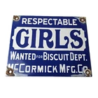 Vintage Girls Wanted Sign - Biscuit Department Porcelain Gas Pump Sign