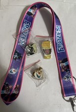 Disney FROZEN ELSA ANNA OLAF Only Pins lot Of 3 w Frozen Lanyard