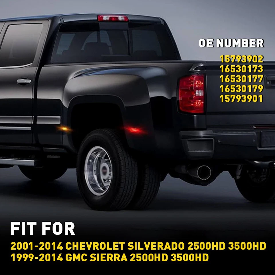 4 luces LED laterales para GMC Sierra Chevy Silverado 2500HD 3500HD 2001-2014 Foto 3 de 4