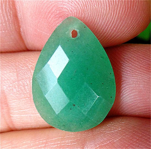 18x13x6mm Natural Green Aventurine Faceted Teardrop Pendant Bead BQ69489 - 第 1/3 張圖片