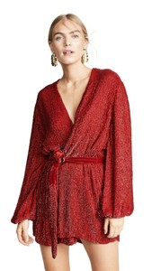 red sequin wrap dress