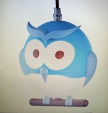 CHILDRENS KIDS NOVELTY OWL PENDANT LIGHT FITTING BOYS COLOUR BLUE
