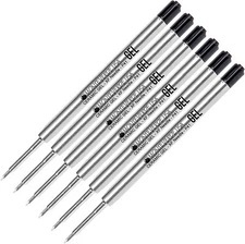 5 Monteverde Parker Style Ballpoint Pen Refills, Needle Point, Gel Ink, Black