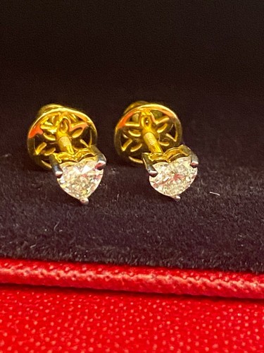 Boucles D'oreilles Diamants 0.26ct Or 18k Jaune - Clous Ronds Brillants - Jisha