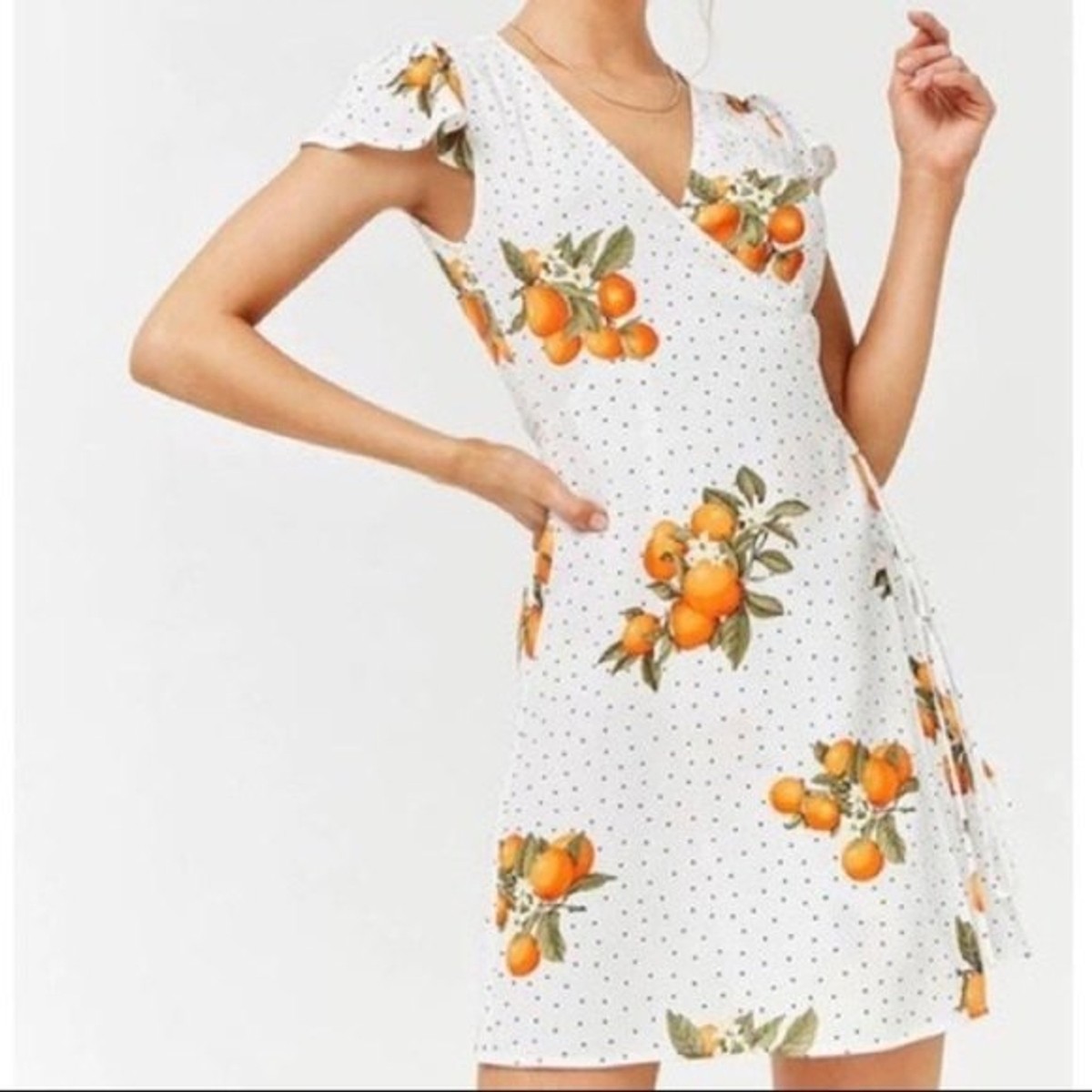 forever 21 orange polka dot dress Forever 21 Orange Polka Dot Midi Dress Small NWOT