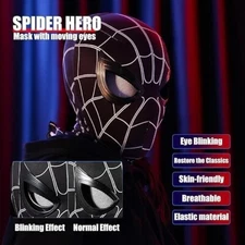 Spiderman MILES MORALES Mask Moving Eyes Blinks Cosplay Costume Kids Adults Gift