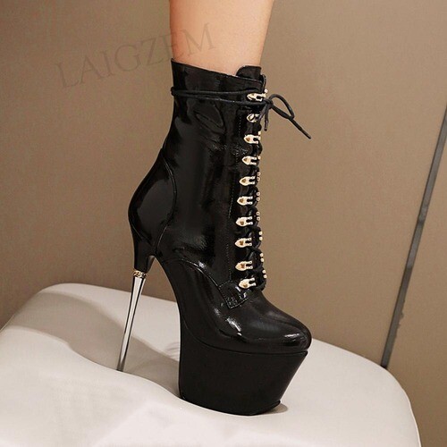 Women Ankle Boots Platform Metal Stiletto Heels Pole Boots Party Shoes Big  Size | eBay