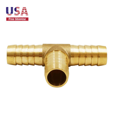 Brass Hose Splicer Fitting Tee 3/4'' Hose ID Barbed Tee T 3way Intersection 1pc