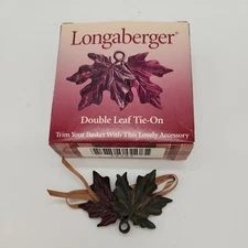 Longaberger Colored Metal Double Leaf Basket Tie On NIB #73393 AUTUMN FALL LEAF