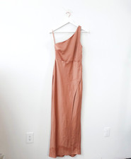 Anthropologie Dress Size 6 Beige Maxi Bridesmaid One Shoulder BHLDN Nude Audrie