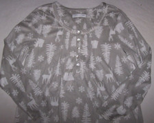 NWT Carole Hochman Silver Gray/White POLAR BEARS/DEER ALL-FLEECE Nightgown S