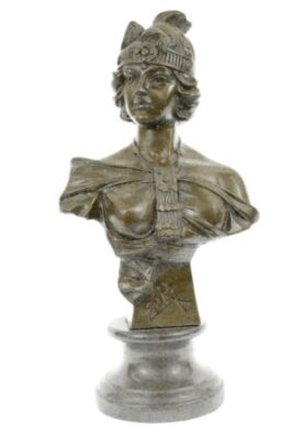 Real 100% Bronze Sculpture Zora by Emmanuel Villanis Hot Cast Marble Base Figure
