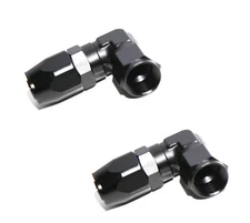 2pc 90°Deg Swivel Fuel Oil Gas Line Hose End 10AN AN10 Union Elbow Fitting Black