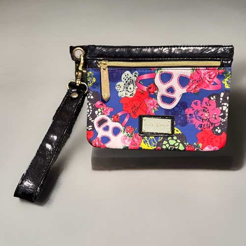 NEW W/O TAGS COLORFUL BETSEY JOHNSON ZIP SUGAR SKULL DETACHEABLE WRISTLET ROSES - Picture 6 of 7