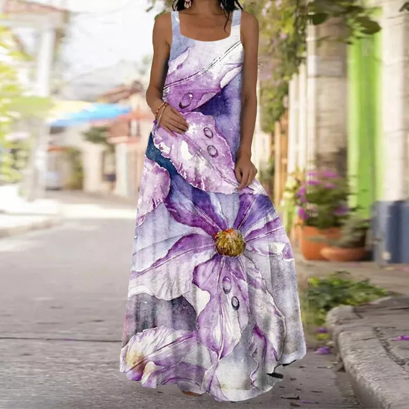 Purple summer maxi dress sales