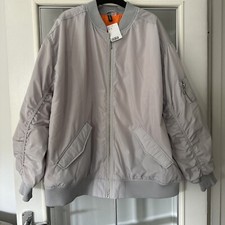 H&m Divided Women’s Grey Bomber Jacket Xl New With Tags Rrp £40