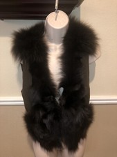 Olive Des Olive Fox Fur Trim Vest. Sz Xs-s