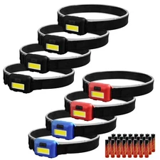 8 Pack Led COB Headlamp for Adults Kids, Flood Light Ultra Bright include 24 AAA