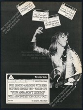 1975 Suzi Quatro photo Your Mama Won't Like Me record release vintage trade ad