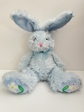 Golden Bear Co. Blue Bunny Plush Toy Easter Flowers on Feet Adjustable Ears 14”