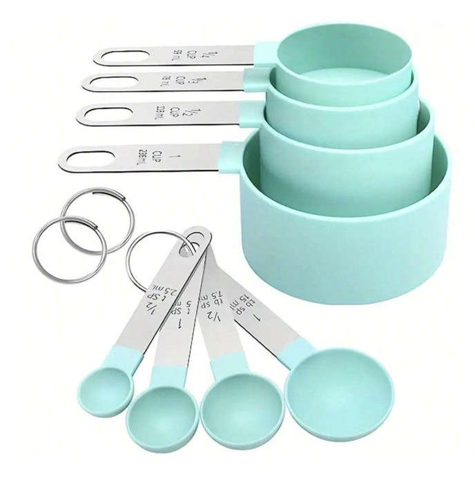 8 Pieces: Measuring Cups & Spoons Set – Stainless Steel Handle, Nesting Design