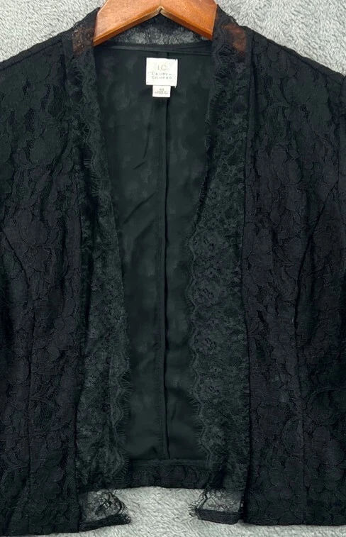 LC Lauren Conrad Womens Black Lace Bolero Formal Topper Size 10 Elbow Sleeve - Image 2 of 4