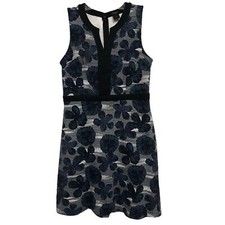 ANN TAYLOR Blue Striped Floral Print A-Line Dress 4