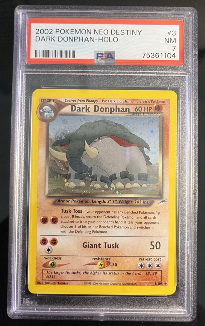 2002 Pokemon Dark Donphan 3/105 Holo Neo Destiny - PSA 7
