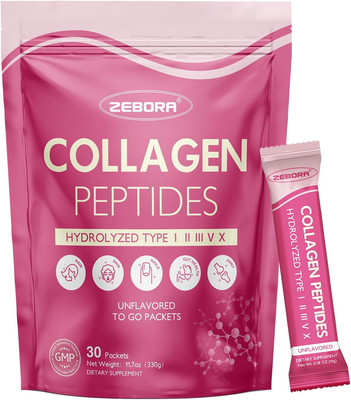 Collagen Peptides Powder Packets with Hyaluronic Acid, Biotin, MCT - Multi Hydro