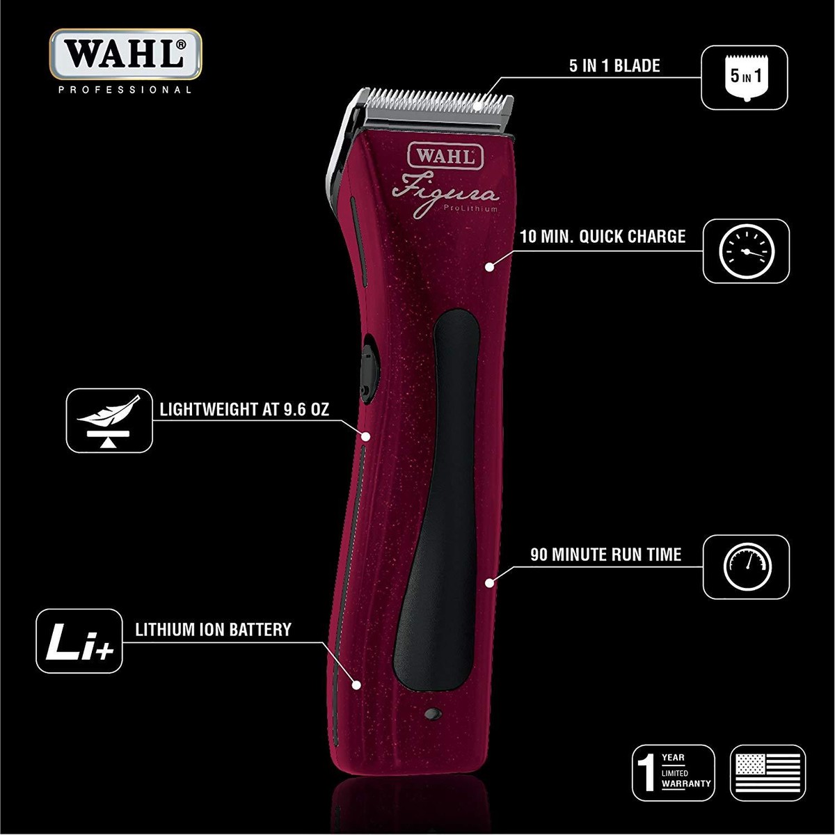 Wahl FIGURA PRO Lithium Ion CORDLESS Clipper KIT&2-5 in 1 BLADES