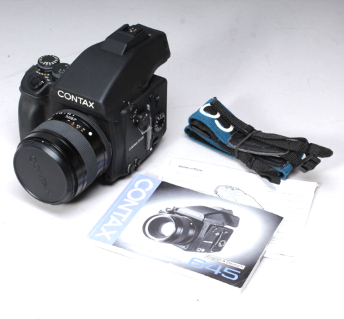 CONTAX 645 W ZEISS PLANAR 80MM F/2.0 T* STRAP CAP MANUAL CLEAN GLASS TESTED