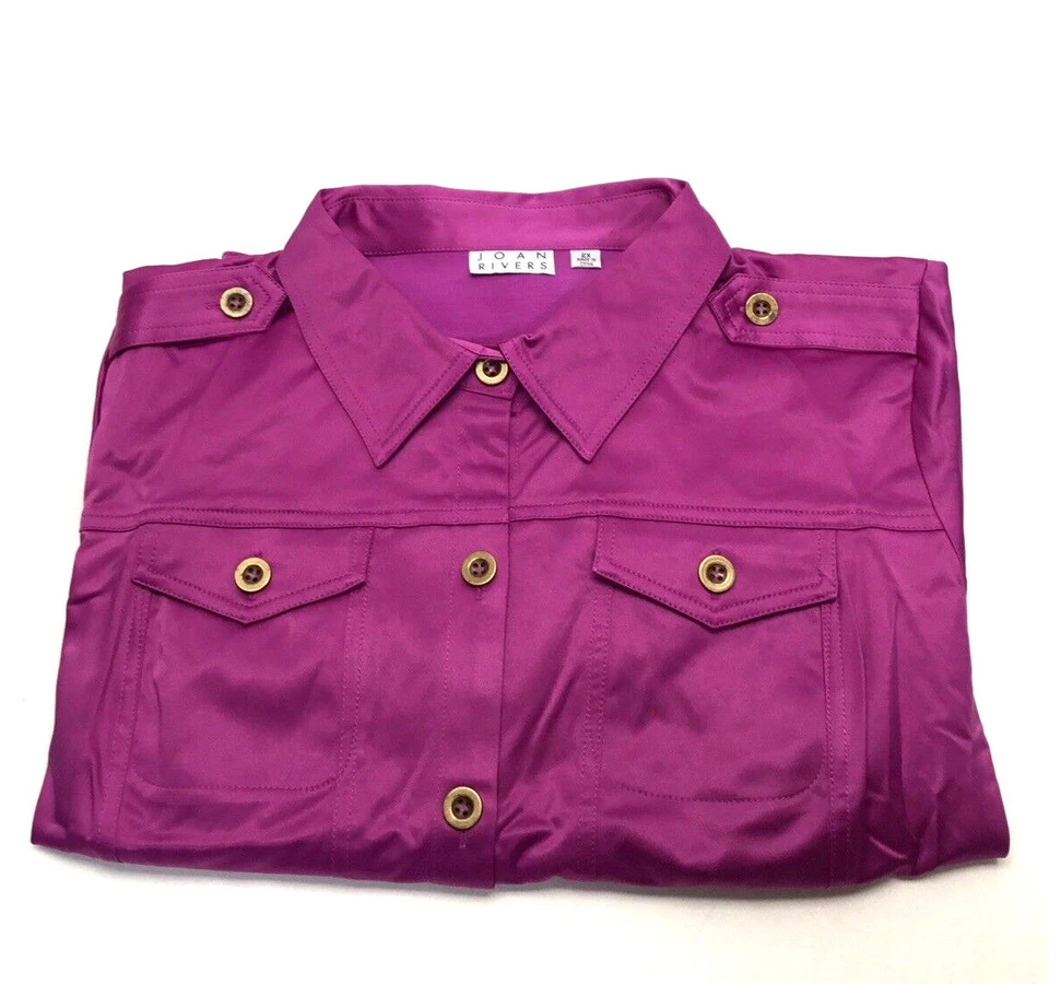 Joan Rivers Chaqueta Sedosa Mujer Estilo Safari con Mangas Largas ORQUÍDEA [2X] Foto 2 de 4
