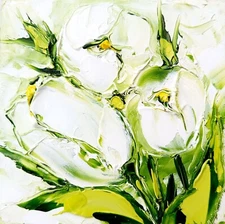 Tulips Flower Original Art Impasto Oil Painting 4x4 painting Floral Small Art