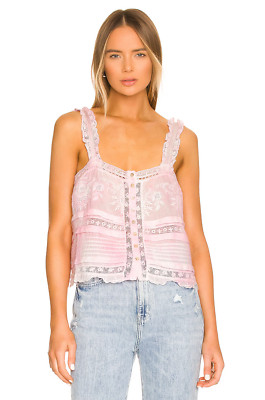 Love Shack Fancy Sully Top S 4 Women's Casual Sleeveless Lace Blouse NEW 41376