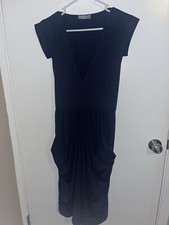Womens ASOS Sleeveless Knee Length Navy Blue Dress Size 18